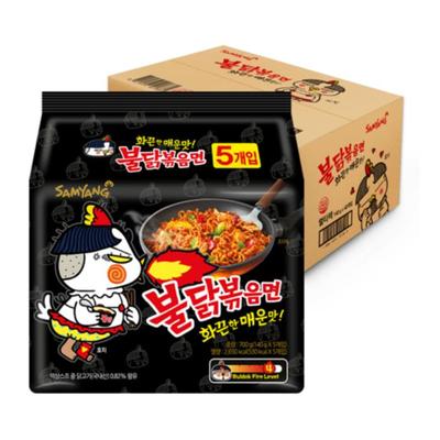 Samyang Buldak Spicy Ramen, горячий куриный рамэн, корейская жареная лапша быстрого приготовления, оригинал, 1 упаковка из 5 упаковок