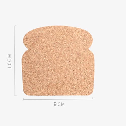 Stylish Bread-shaped Cork Toast Coasters, Wooden, 5mm Thick, 10cm Diameter, Toast-shaped, Pack of 8, Heat-resistant, Non-slip, Cork Coasters for Drink