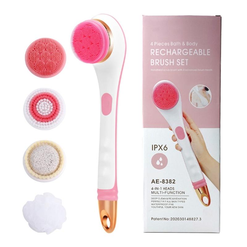4 в 1 электрическая массажная щетка для чистки душа автоматический набор скрубберов для домашнего ухода прибор для чистки спины