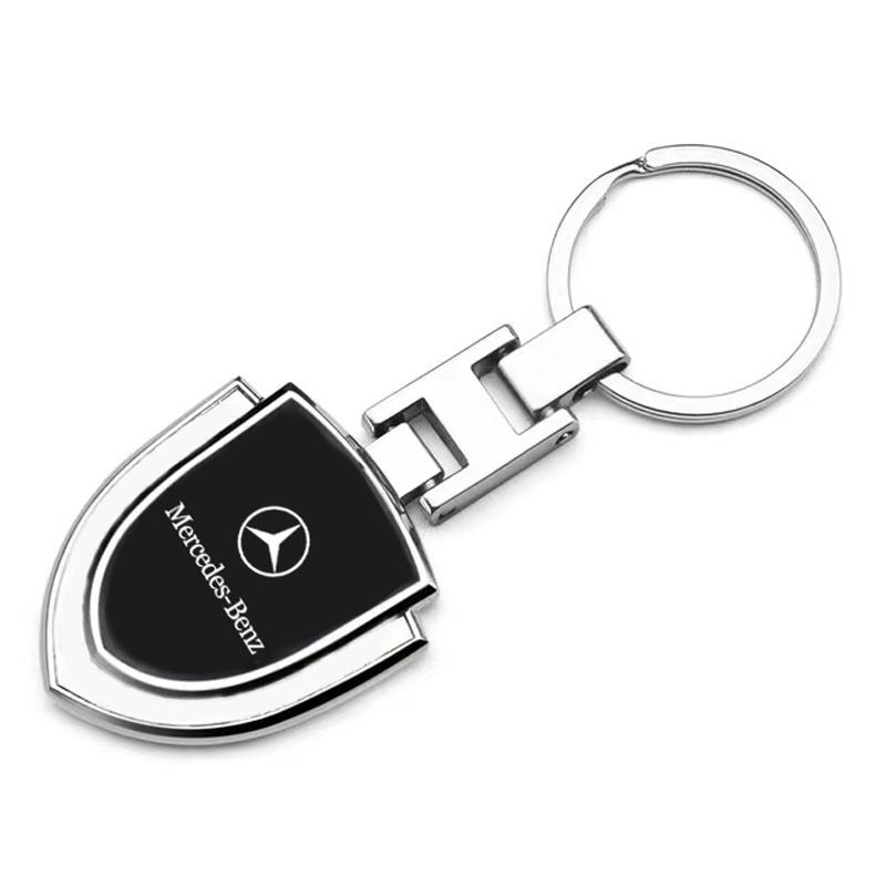 1 шт. Эмблема автомобиля Стайлинг Металлические брелоки в форме щита Брелок для ключей Для Mercedes Benz AMG W203 W206 W220 W205 W211 W212 W201 W210 W168 GLC