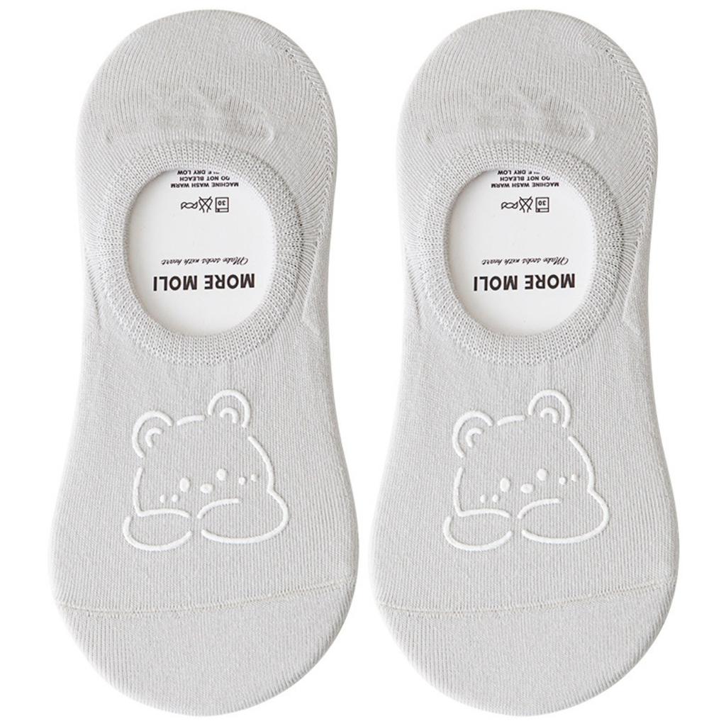 Носки-лодочки с рисунком медвежонка, женские тонкие нескользящие силиконовые носки с невидимой пяткой, женские летние простые короткие носки с неглубоким носком