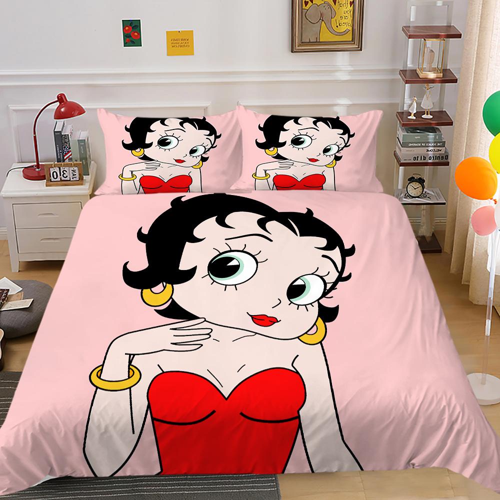 Bedding Set Cover Lovely 3D Betty Boop Printing Girl Double Size Home Textiles Comforter Cover Set