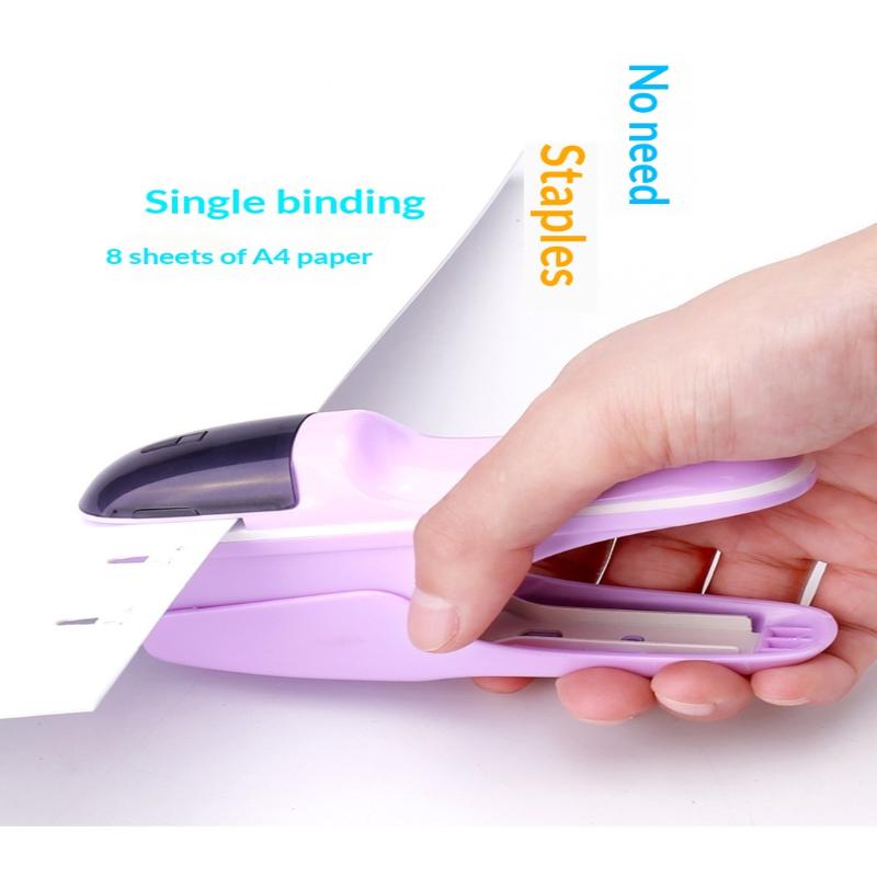 Настольный степлер без скрепок для фиксации до 8 листов для дома, школы, офиса, настольный степлер для билетной бумаги и переплета документов