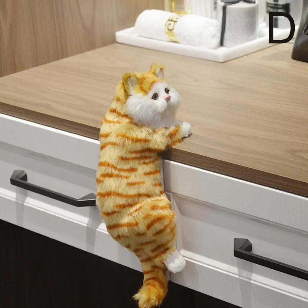 Милые плюшевые игрушки-симуляции кошек, украшения, мягкие игрушки, фигурки животных, настольные кошки, подвесные котята, телевизор, реалистичные пушистые игрушки для шкафа, декоративная фигурка O6M3