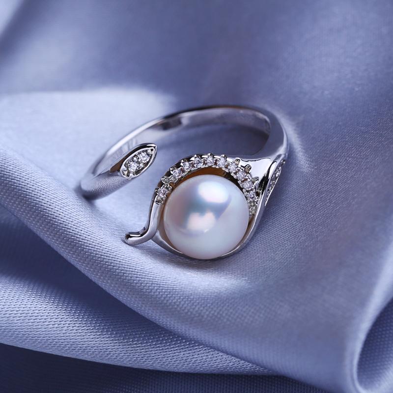 Кольца FEEYOO с натуральным пресноводным жемчугом для женщин и девочек, классическое кольцо регулируемого размера, вечерние украшения