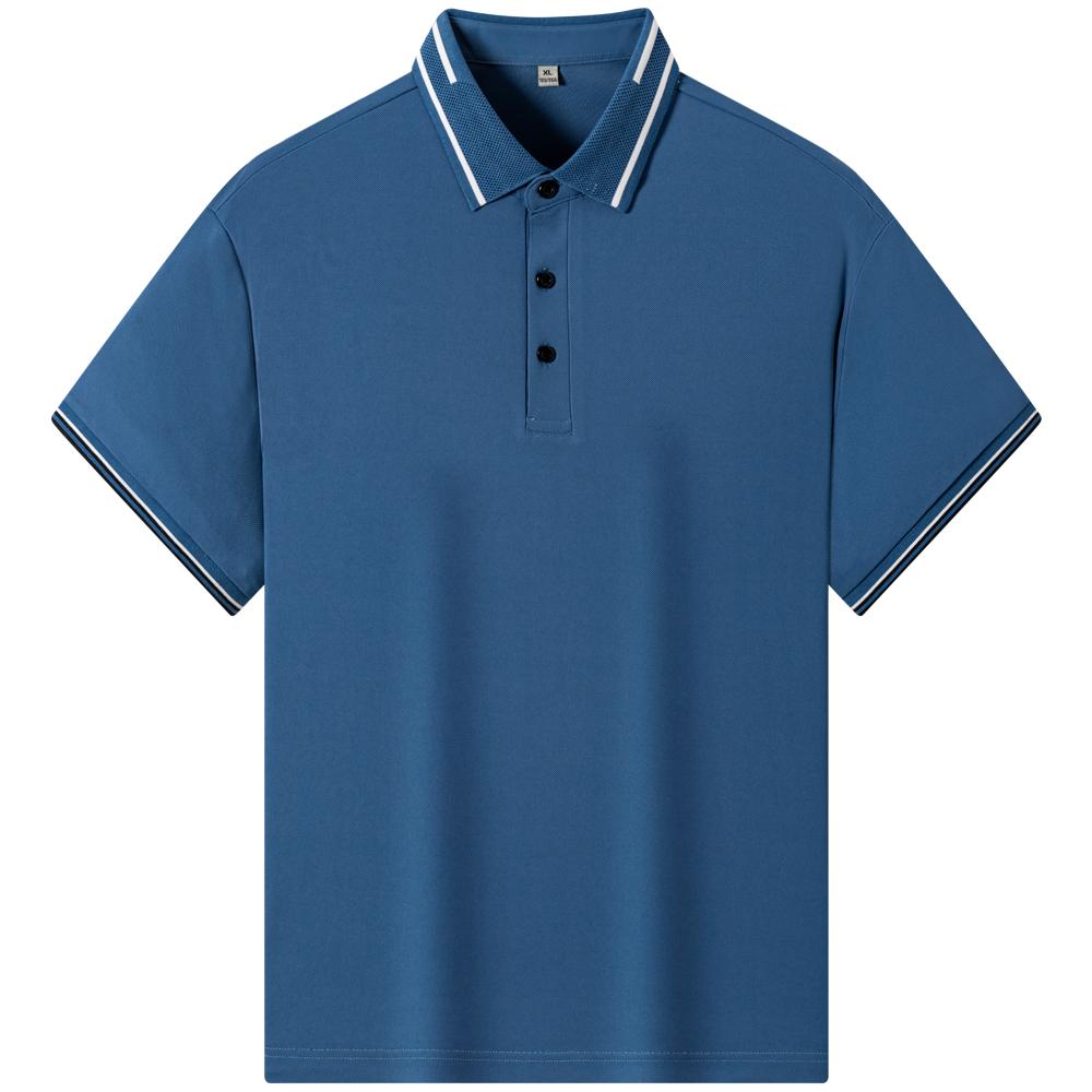 Мужская летняя повседневная рубашка поло с коротким рукавом и ребристыми манжетами, легкая, прямого кроя, с застежкой на 3 пуговицы, с деловым воротником