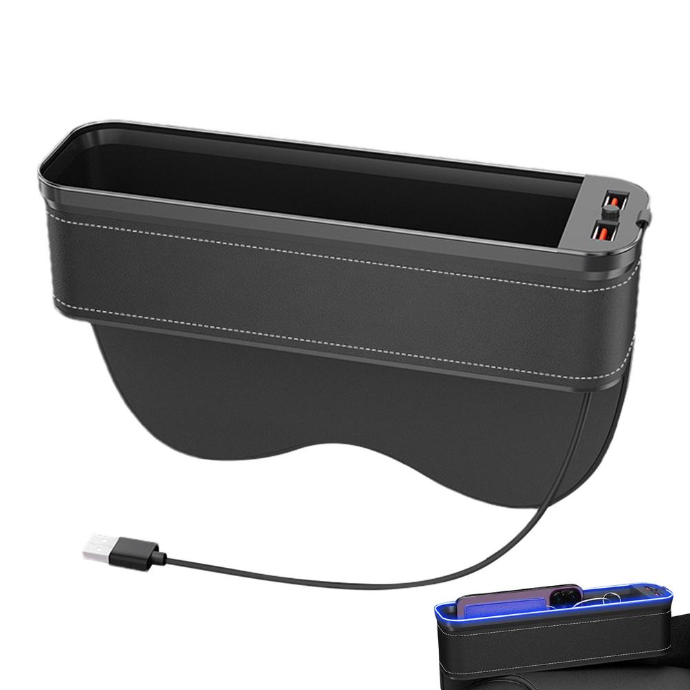 Органайзер для заполнения щелей автомобильного сиденья, светодиодная цветная подсветка, с возможностью зарядки через USB, ящик для хранения в щелях переднего сиденья, аксессуары