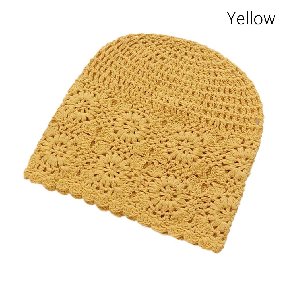 Fashion Vintage Artistic Beret Cap Hollowed-out Hand-Made Skullies Hat Breathable Sweet Knitted Hat Women