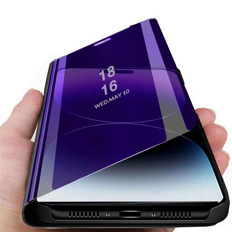 Роскошный зеркальный чехол для телефона с покрытием для iPhone 15 14 13 12 11 Pro Max X XR XS Max 7 8 15 Plus, противоударный бампер для телефона, откидная крышка-книжка