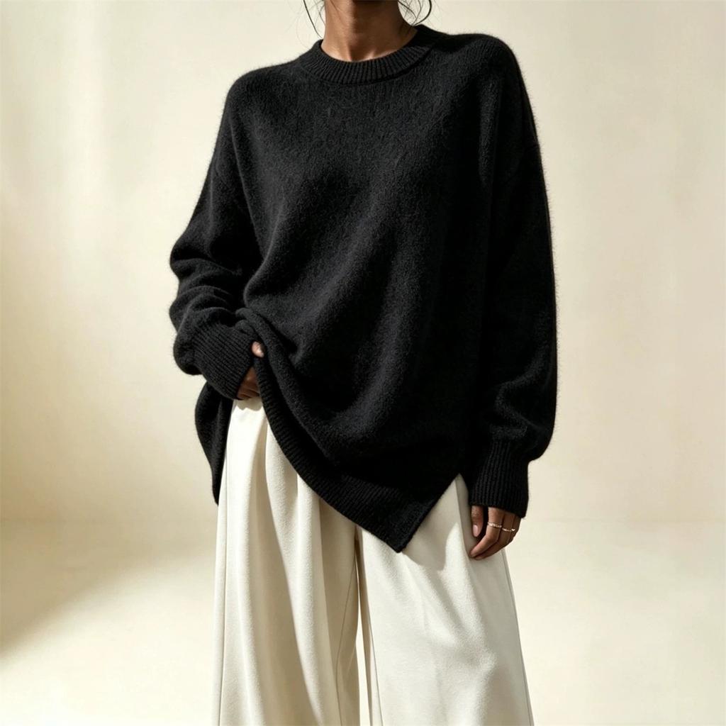 Europe, America 1011 Autumn and Winter Crew Neck Pullover Knitted Sweater Women's Loose Lazy Wind Large Size Women's Sweater