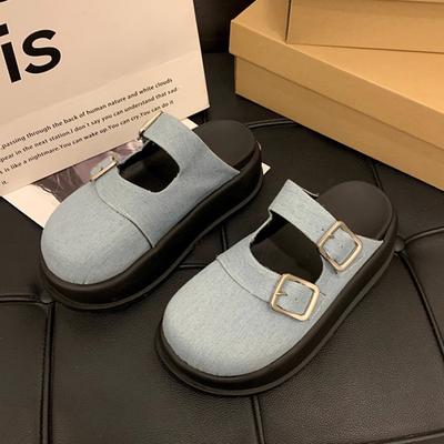 Маленький человек увеличивает рост, толстая подошва, сумка на голову и полутапочки, женская верхняя одежда 2025 весна и лето, новые универсальные ленивые тапочки с одной педалью