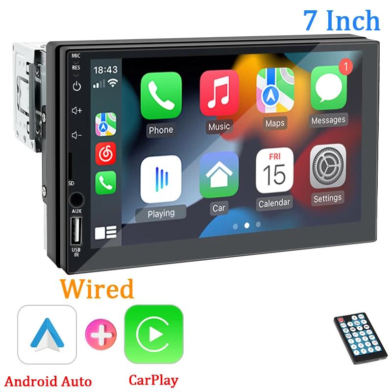 Car Radio 1 Din Carplay Android Auto Multimedia Player HD 7‘’ Touch Screen FM AUX Input Bluetooth MirrorLink Universal Autoradio