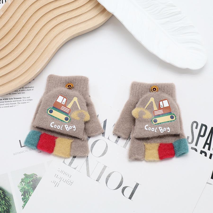 Kids' Winter Fingerless Flip-Top Writing Gloves – Warm Half-Finger Gloves for Boys & Girls