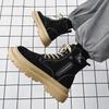 Men's Boots 2024 Autumn Thick Soled  Zipper Lace-up Korean Belt Buckle Height Increasing Comfort High Top British Sports Boots