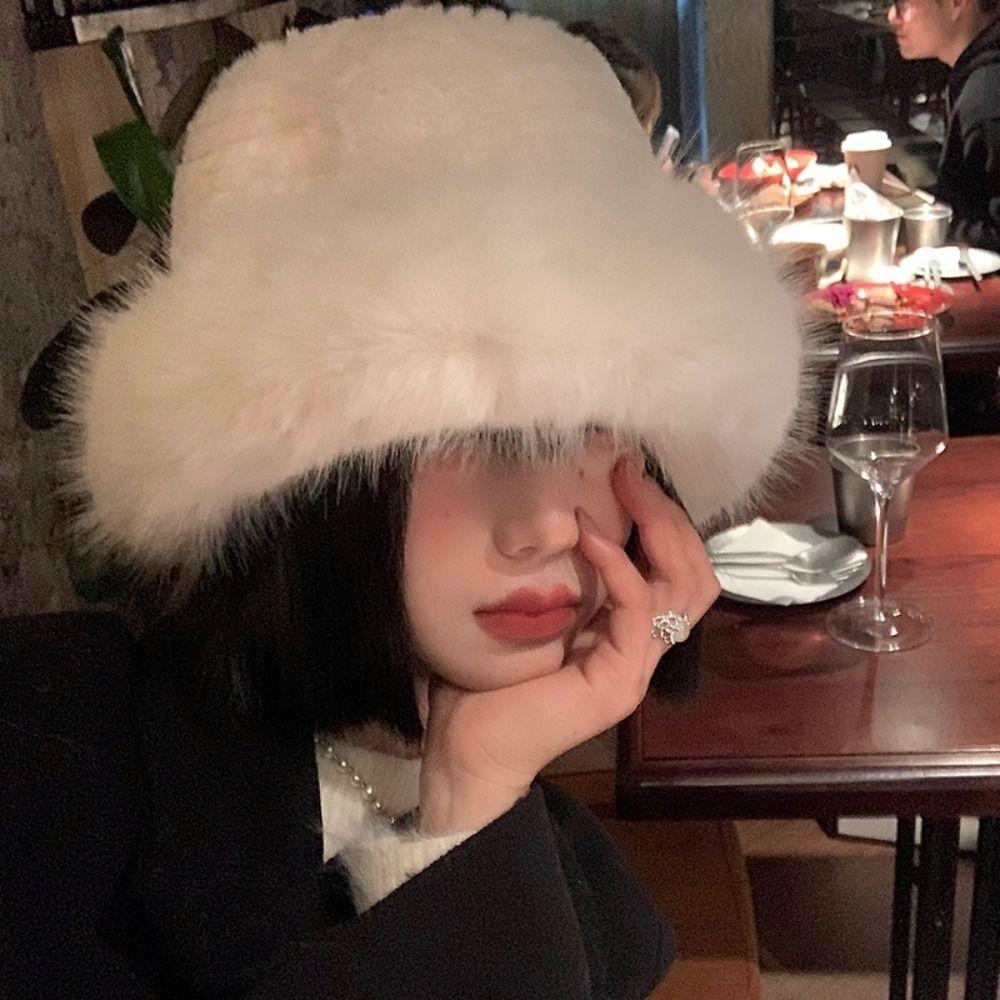 Faux Fur Faux Fur Bucket Hat Ear Protection Ear Flap Winter Hat Autumn Winter
