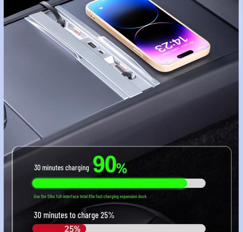 Tesla Refresh Model 3/Y Center Console PD Fast Charging Retractable Dock Accessory.