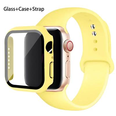 Стекло+Чехол+Ремешок для Apple Watch Band 42 мм 44 мм 41 мм 40 мм 38 мм 45 мм Защитные стекла для Apple IWatch Series 9 8 7 6 SE 5 4 3