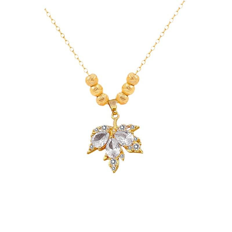 Autumn Maple Leaf Pendant Necklace - High-End Niche Design for Women