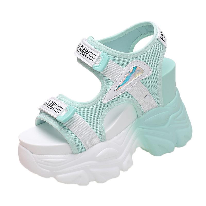 Модные сандалии на платформе Женские 2025 Новые Летние Массивные С открытым носком На высоком каблуке Женские Туфли-клинья для женщин Рыбий носок Красные Сандалии