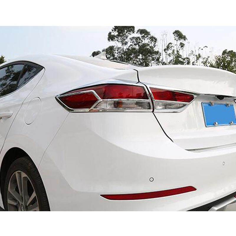 For Hyundai Elantra Avante 2016 2017 2018 Car Rear Back Light Lamp Hood Eyebrow Frame Stick ABS Chrome Cover Trim 4Pcs