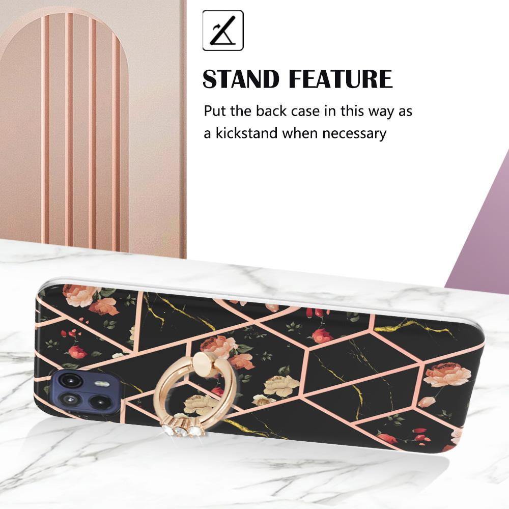 Ультратонкий чехол для телефона IMD ​​с золотой каймой и сеткой из мрамора и цветов для Motorola Moto E20, E30, E40, G31, G41, G50, G51, G71, G10, G20, G30, G40, G60...