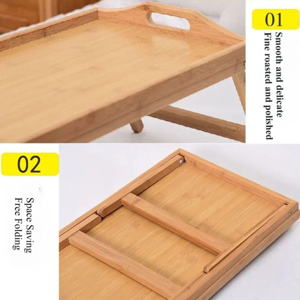 Foldable Legs Foldable Dining Table Bamboo Material Breakfast Serving Tray  Living Room