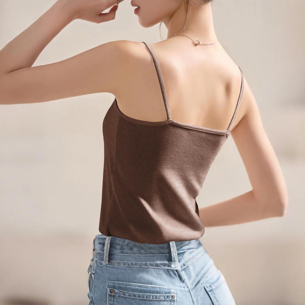 Women's Fashion Solid Color T-shirt Sleeveless Camisole