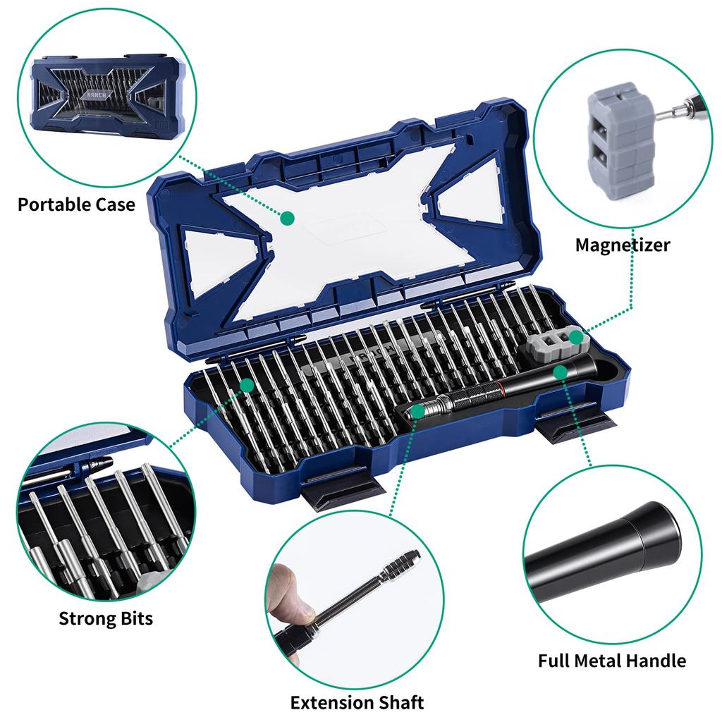 Набор отверток Nanch Precision Screwdriver 57in1, удлинитель ручки из алюминиевого сплава, встроенный набор инструментов для самостоятельного ремонта часов