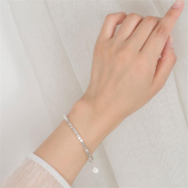 Женские браслеты на руку из стерлингового серебра 925 пробы с блестящими шариками неправильной формы, роскошные дизайнерские ювелирные аксессуары