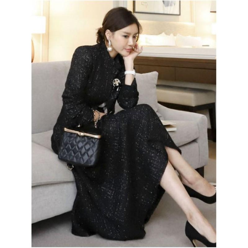 Женский комплект на весну и осень, темпераментный и элегантный, короткий твидовый жакет + утягивающая талию широкая юбка-солнце, комплект из двух предметов