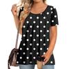 Плюс Размер Женский Повседневный Круглый Вырез Плиссированный Короткий Рукав Однотонный Топ