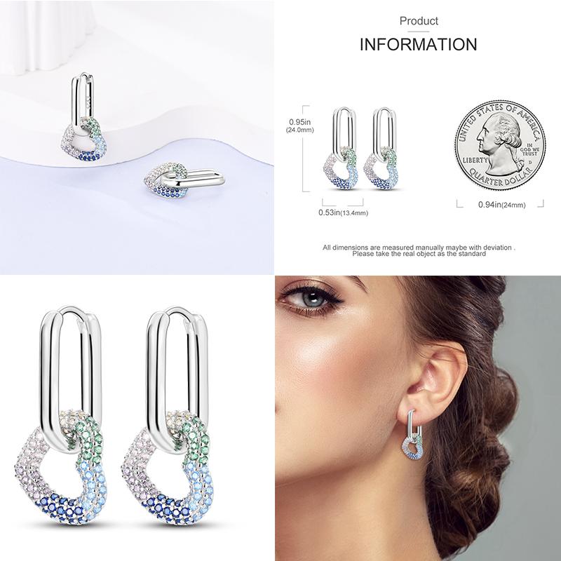 Серьги-гвоздики из натурального серебра S925 с перьями любви, оригинальные подвески-кольца для женщин и девочек, серьги-гвоздики, ювелирные изделия, подарки