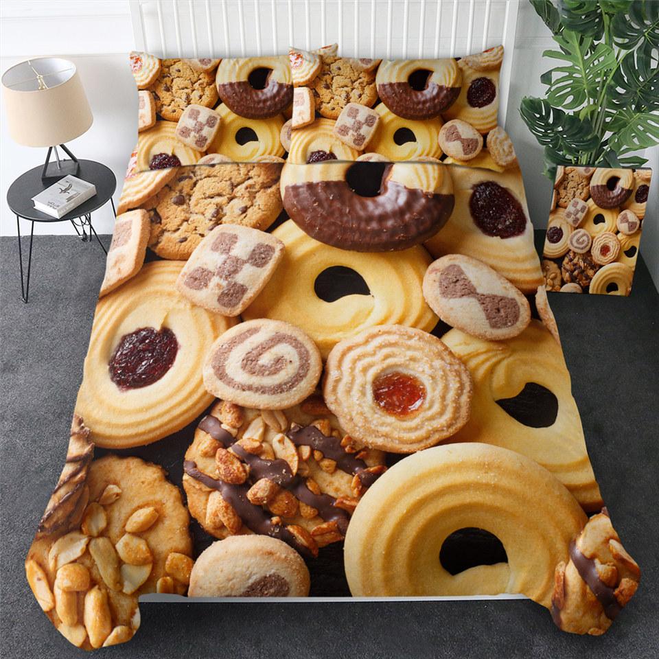 Комплект пододеяльника Буррито Кинг/Квин сайз 3D-принт Тема еды Пододеяльник на молнии Для детей Мальчиков Девочек Полиэстеровый комплект постельного белья