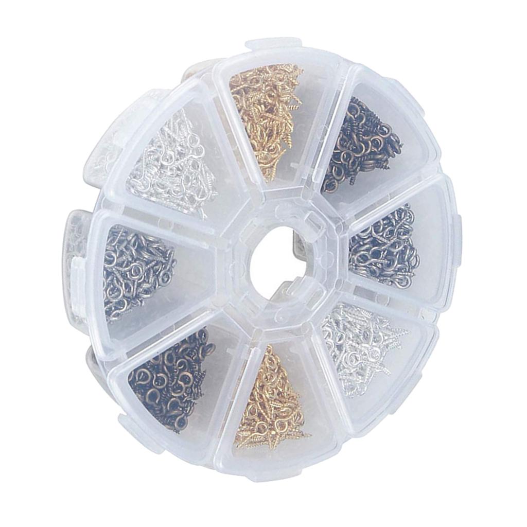 800 Pieces Small Screw Eye Pins Hooks Eyelets Pegs Jewelry Findings 4x8mm