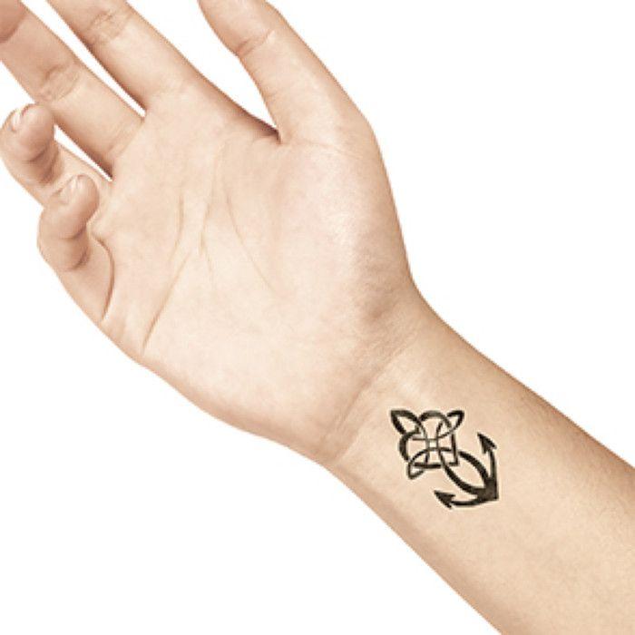 Временная татуировка - LADOT - Якорь Любовь - Гипоаллергенная - Водостойкая - Средний