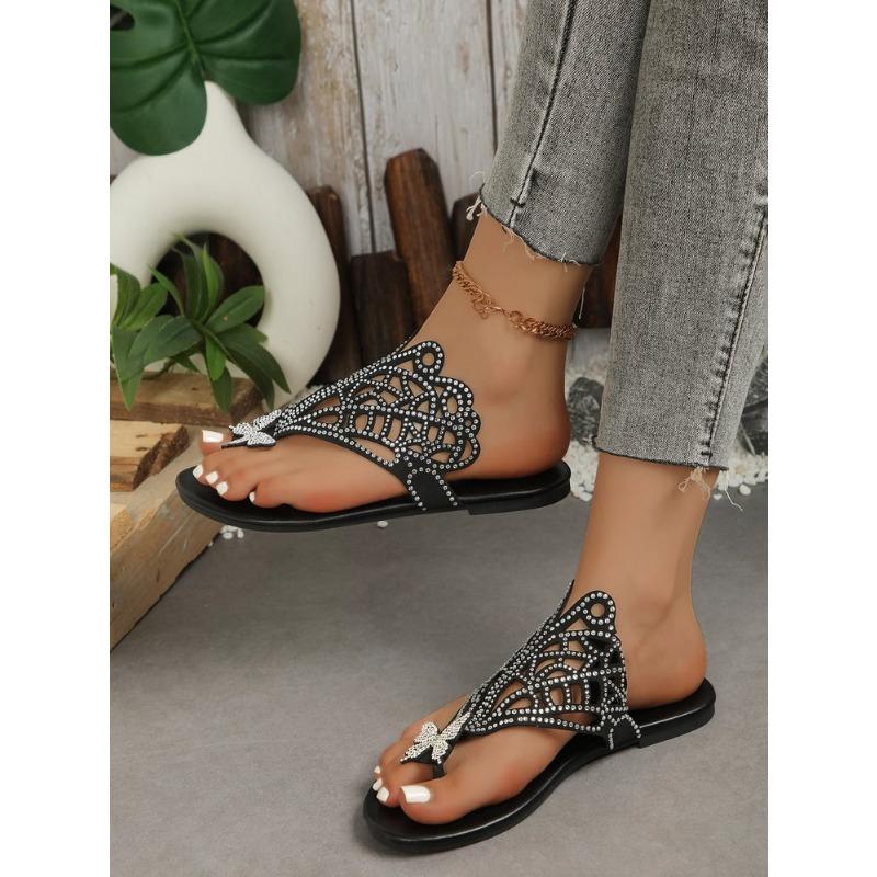 Large-sized Flip-flops with Flip-flops and Fashionable Butterfly Slippers for Women