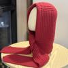 New Style Balaclava Women's Autumn and Winter Warm Woolen Hat Scarf One Piece Knitted Hat Hooded Scarf Trendy
