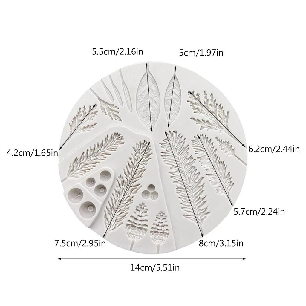 Christmas Foliage Cake Decorating Silicone Mould Pine Branch Pinecones Fondant Molds For Cake Decorating Cupcake Toppers