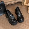 Black Retro British Style Platform Thick Heel Small Leather Shoes Women's 2025 New Summer Skirt Versatile Loafer Single Shoes