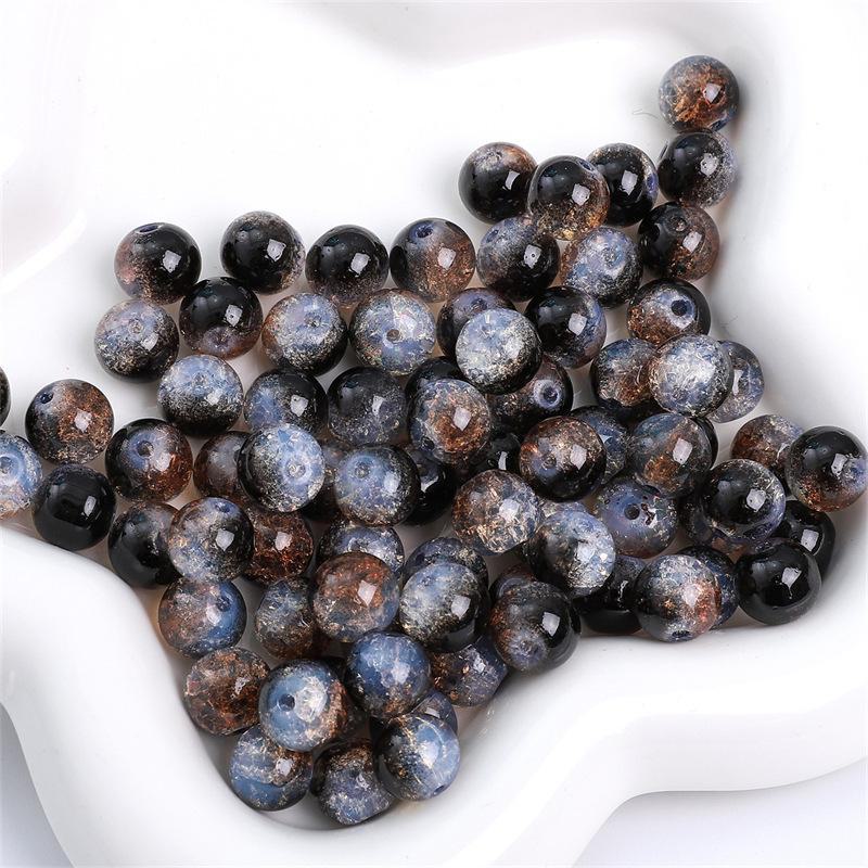 Комплект браслетов из бисера Summer Jelly Gold Glitter: Двойные стеклянные круглые бусины и полусахарные пузырчатые бусины