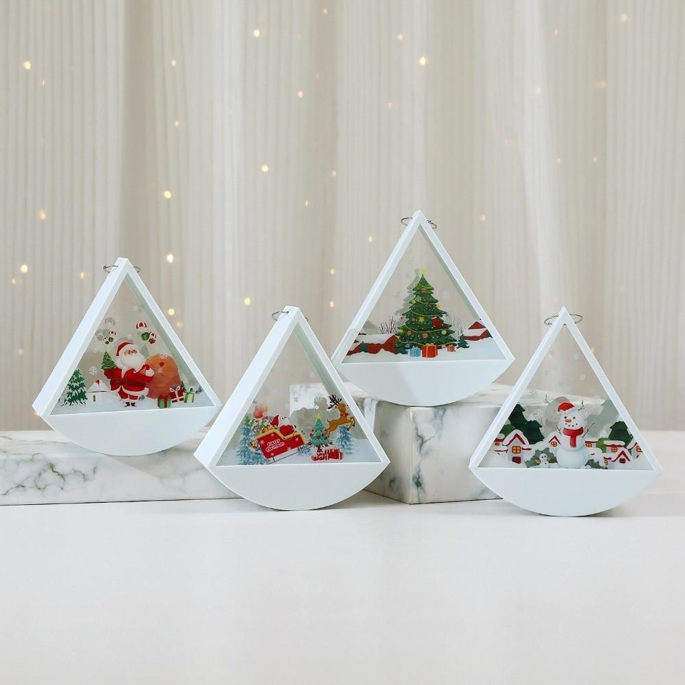 Electronic Christmas Lamp Plastic Triangular Lantern Cute Night Light Kid Gift