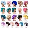 Satin Hair Bonnet for Sleeping Women Double-Layer Faux Silk Cap with Tie Curling