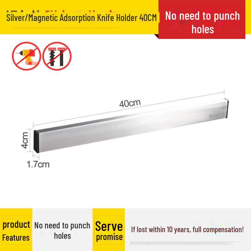 Магнитная подставка для кухонных ножей из нержавеющей стали, настенное крепление и хранение без проколов