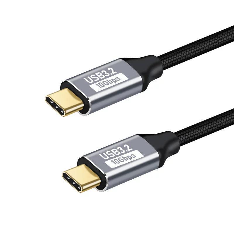 Удлинительный кабель USB C под углом 90 градусов, передача питания 100 Вт, передача данных 10 Гбит/с, USB 3.1 Gen 2, плетеный кабель «папа-мама»
