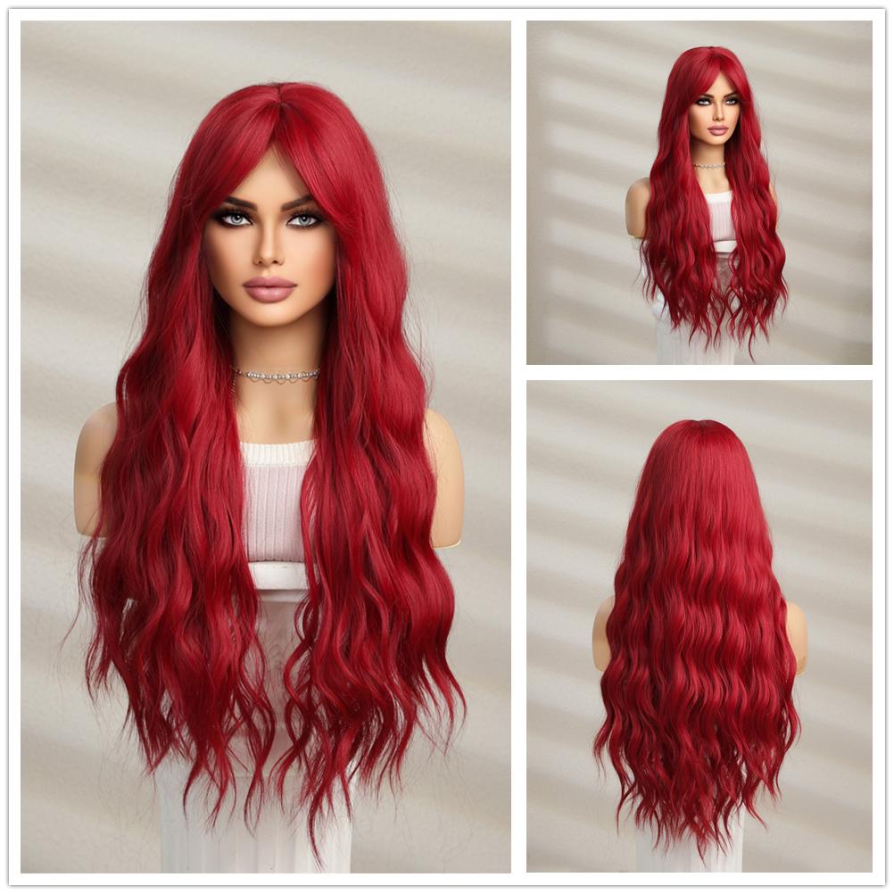 BLONDE UNICORN Длинные прямые парики бордового цвета с челкой, термостойкие парики для женщин, повседневные косплей-вечеринки
