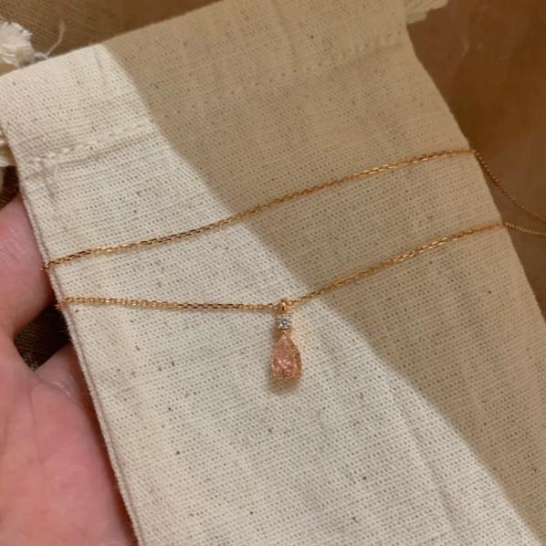 Dreamy Water Drop Necklace Cherry Blossoms Pink Moon God Tears of Solitude Sparkling Diamond Pendant Clavicle Chain