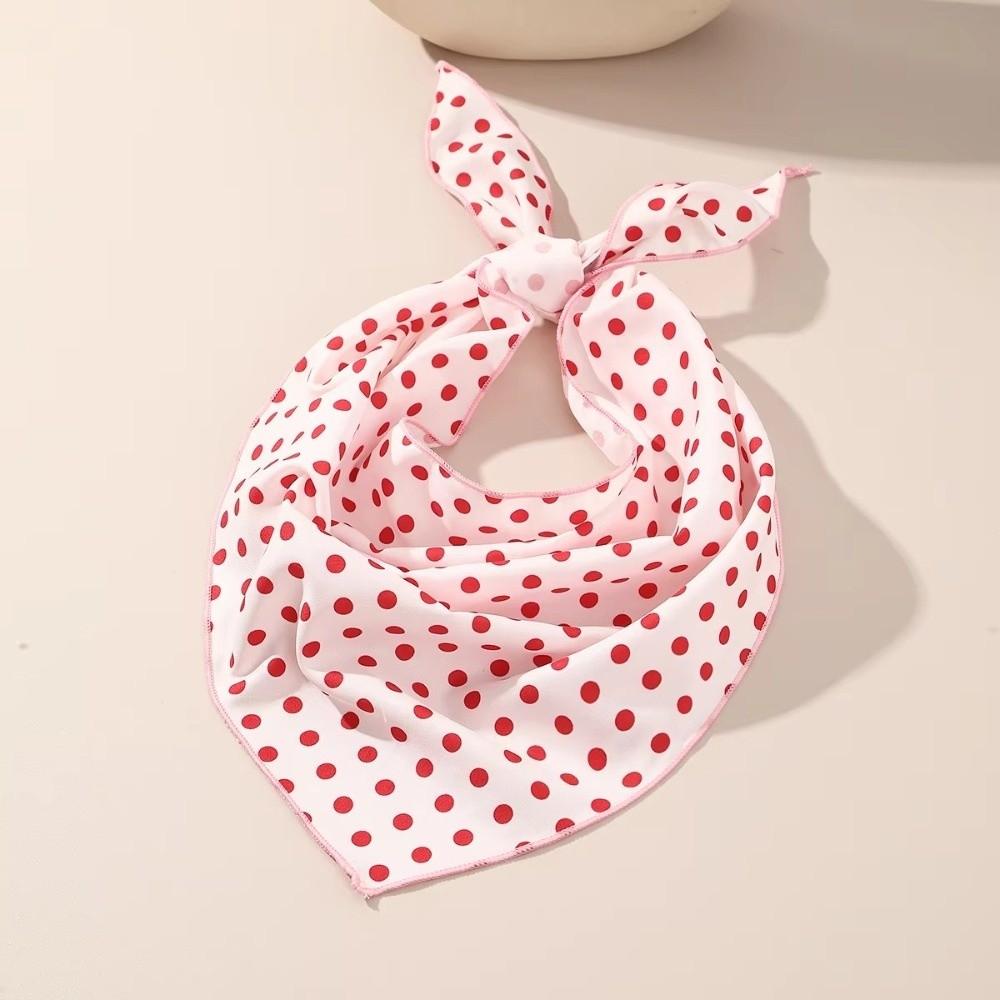 Thin Polka Dots Triangle Scarf Polyester Head Wraps Elegent Foulard Hair Band  Women