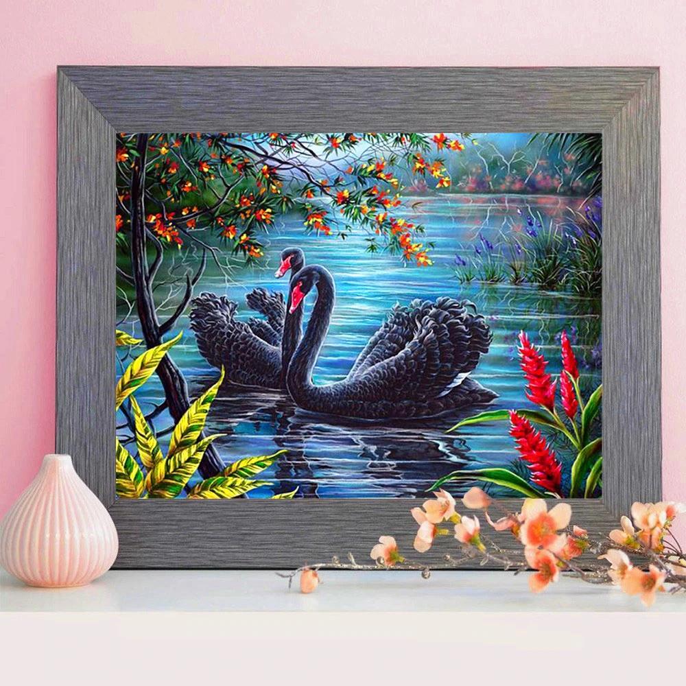 Full Square Diamond Painting Swan Pictures Of Rhinestones Diamond Embroidery Cross Stitch Animal 5D DIY Mosaic Wall Art