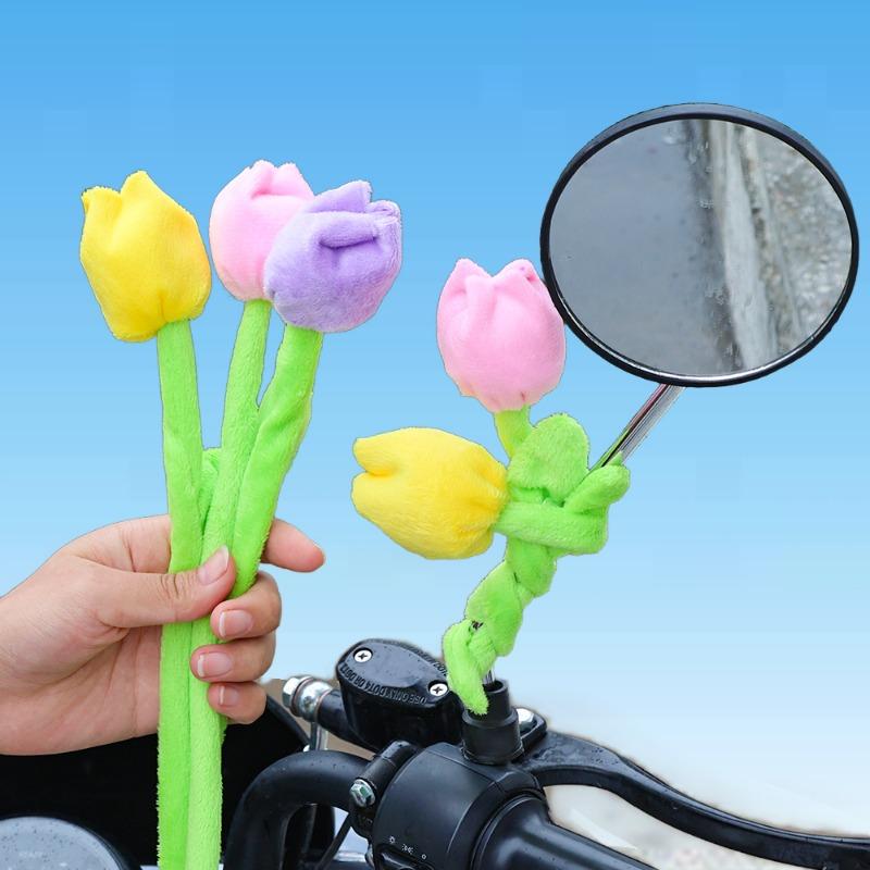 Тюльпаны цветы плюшевые украшения украшение для зеркала заднего вида электромобиля тюльпаны гибкие декоративные аксессуары своими руками