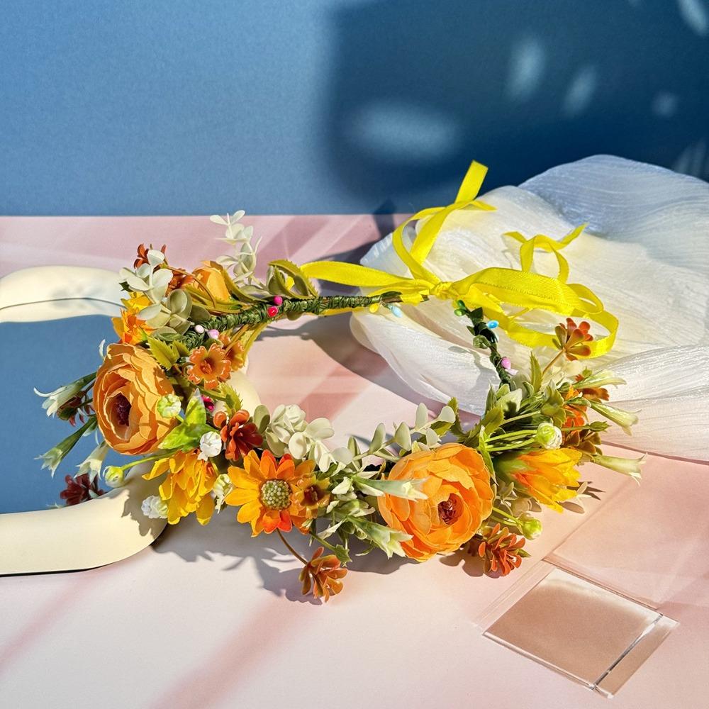 Flower Flower Wreath Adjustable Ribbon Garland Headpiece Hair Accessories Photoshoots Props